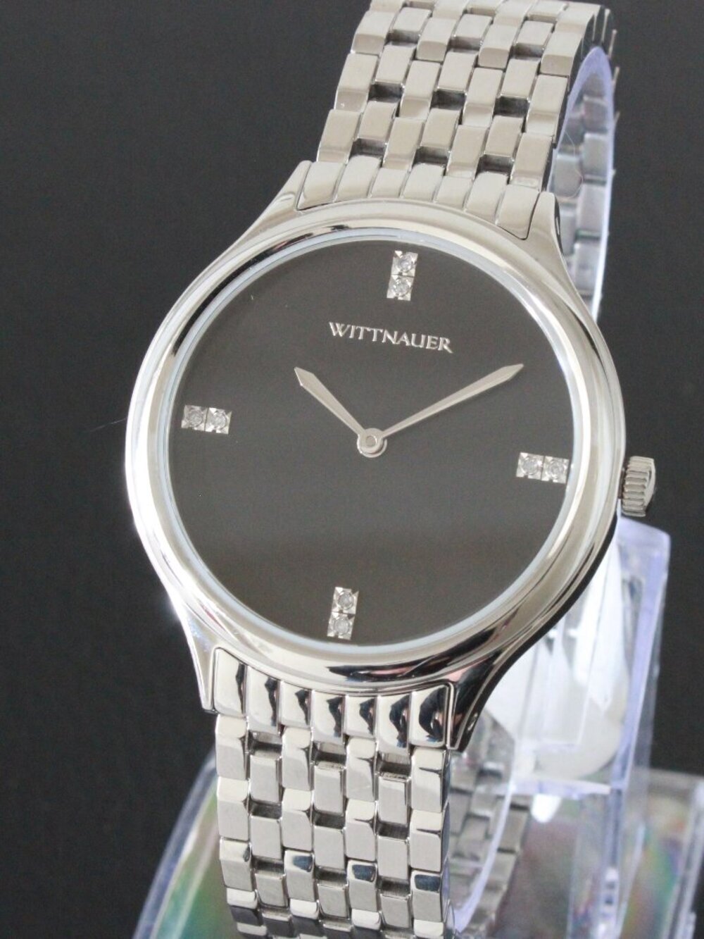 Wittnauer Ladies Quartz Watch 8 Hand Set Diamonds Minimalist Dial 34mm - Picture 4 of 12